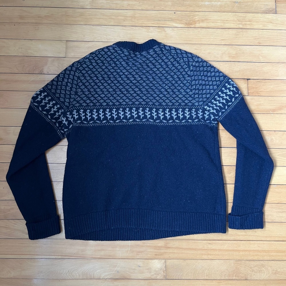 Patagonia Mens Navy Blue Recycled Wool Blend Fair Isle Crewneck Sweater Large - Picture 5 of 6